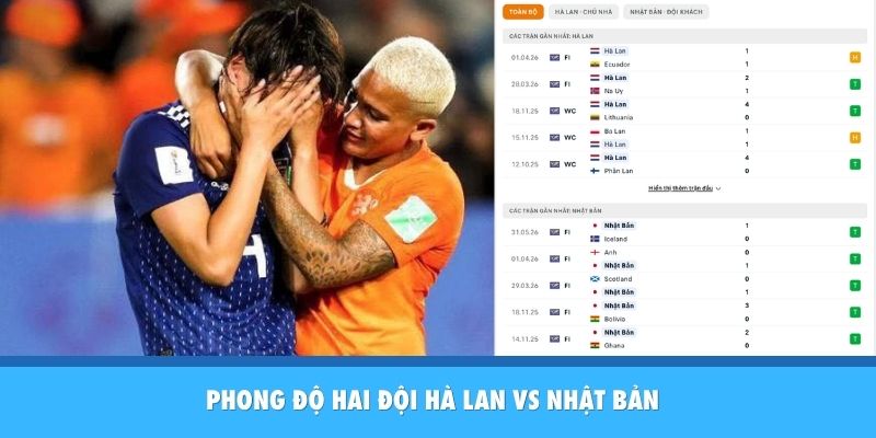 Phong độ hai đội Hà Lan vs Nhật Bản